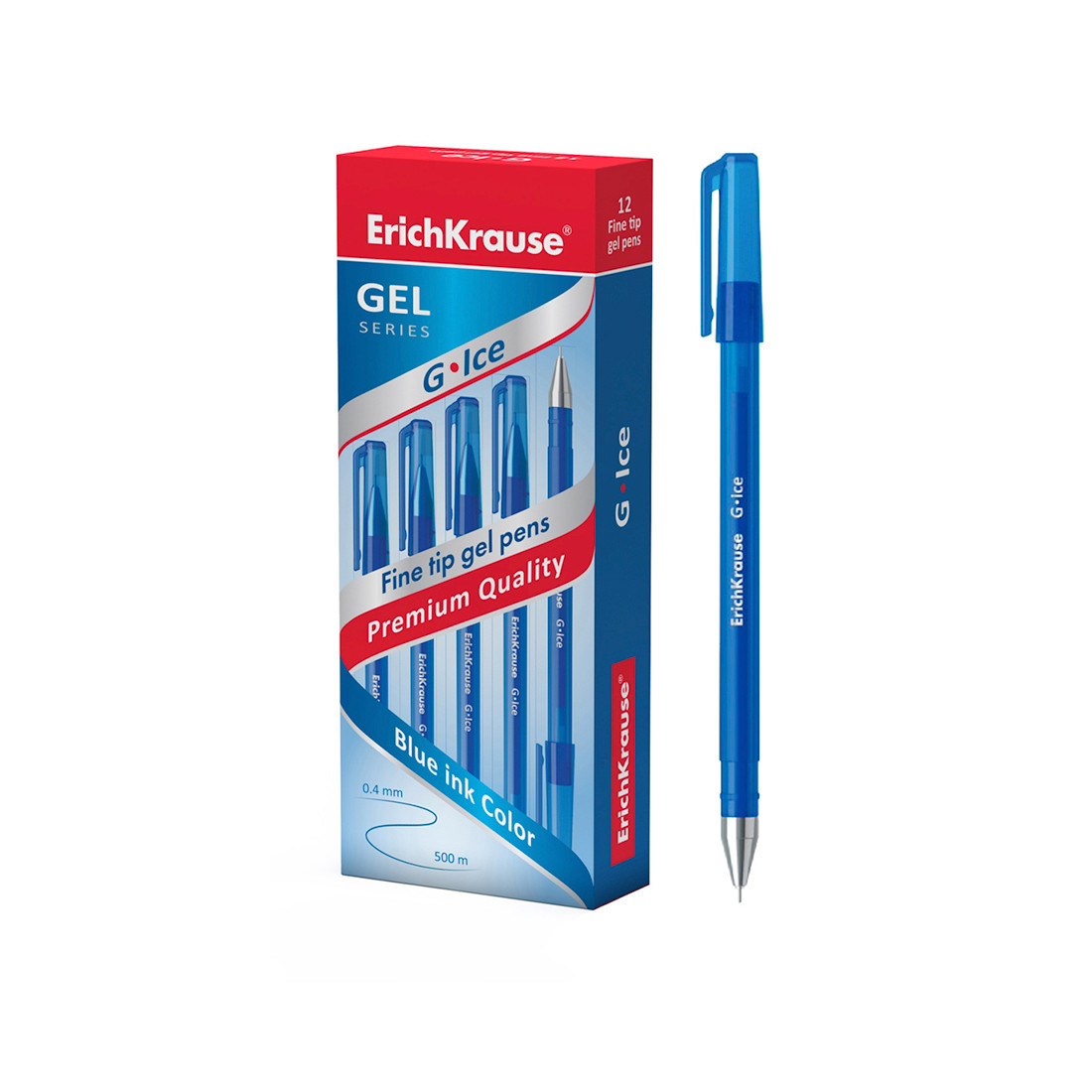 Ручка гелевая ErichKrause® 39003 G-Ice цвет чернил синий (упак./12 шт.)