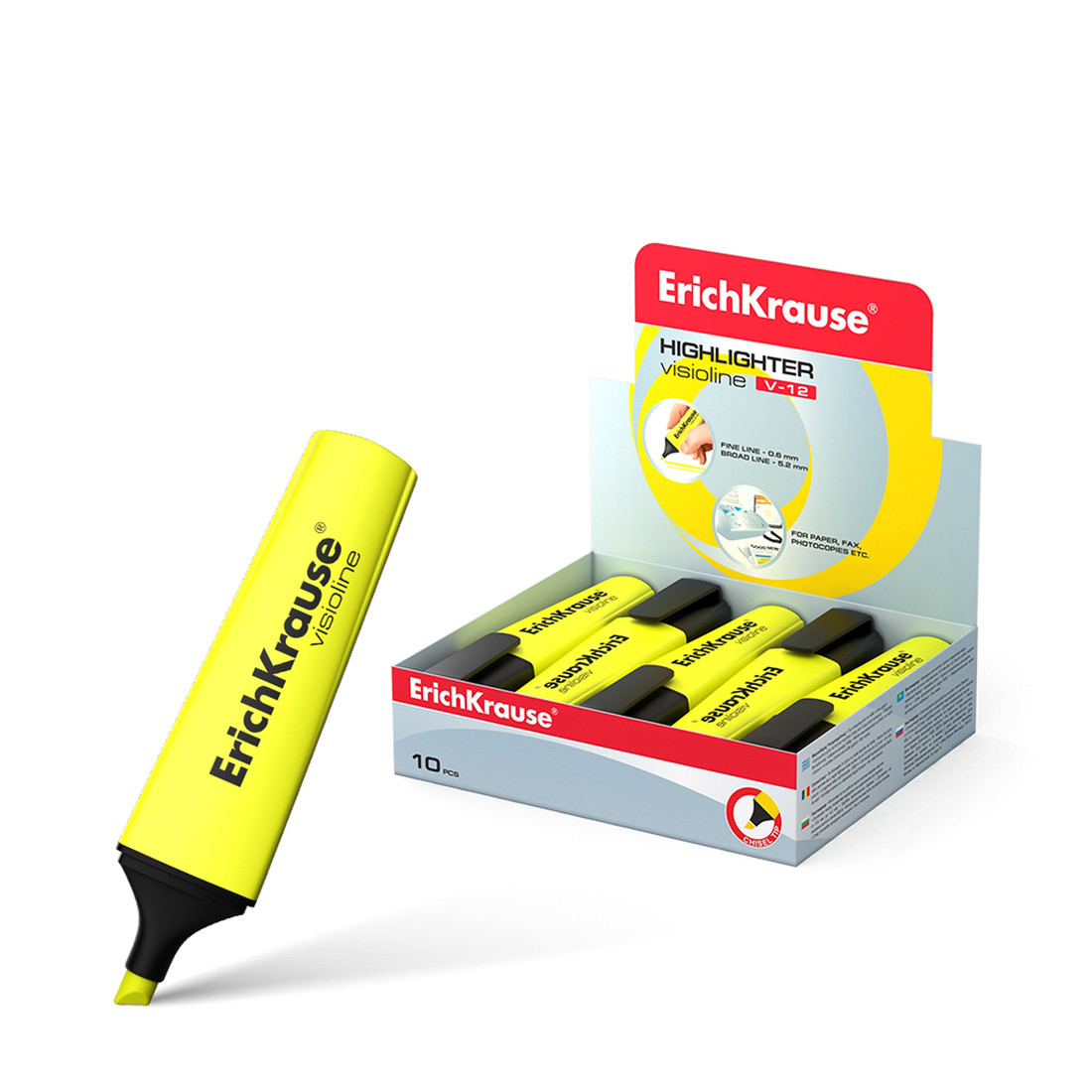 Текстмаркер ErichKrause® 32496 Visioline V-12 цвет чернил желтый