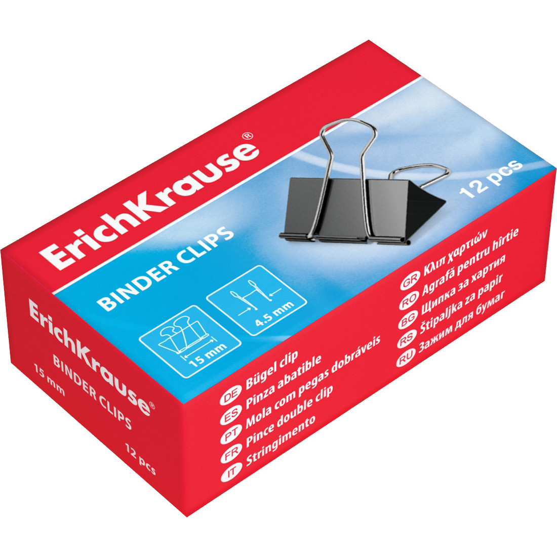 Зажимы для бумаг ErichKrause® 25087 25мм 12 кор./упак. (коробка 12 зажимов)