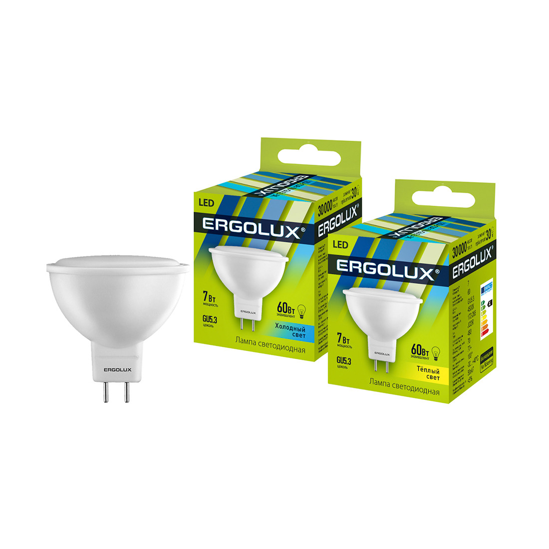 Эл. лампа светодиодная Ergolux LED-JCDR-7W-GU5.3-4K JCDR Холодный