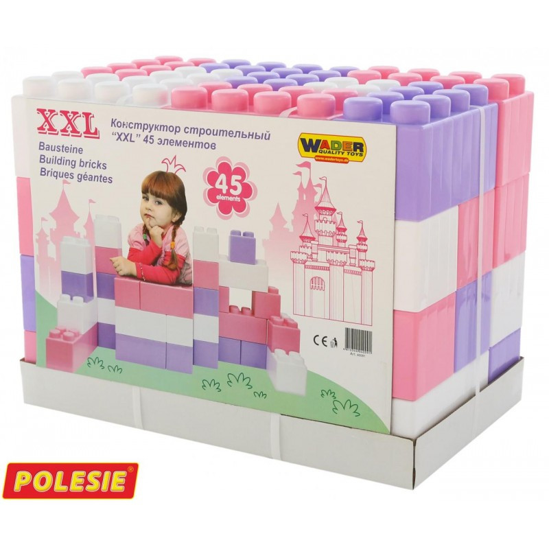 40091 Конструктор строительный Полесье XXL розовый 45 элементов