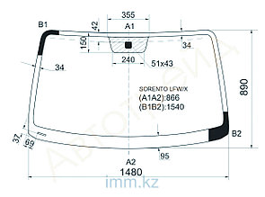 Стекло лобовое в клей KIA SORENTO I 02-09