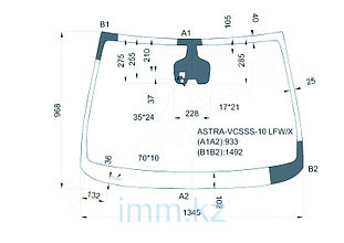 Стекло лобовое в клей OPEL ASTRA J 5D HBK/WGN 2010-