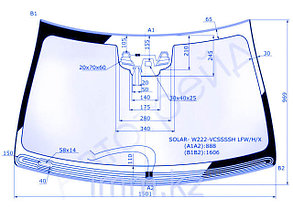 Стекло лобовое атермальное c обогревом в клей мерседес BENZ S CLASS W222 4D SEDAN 13- (Solar-X  защи