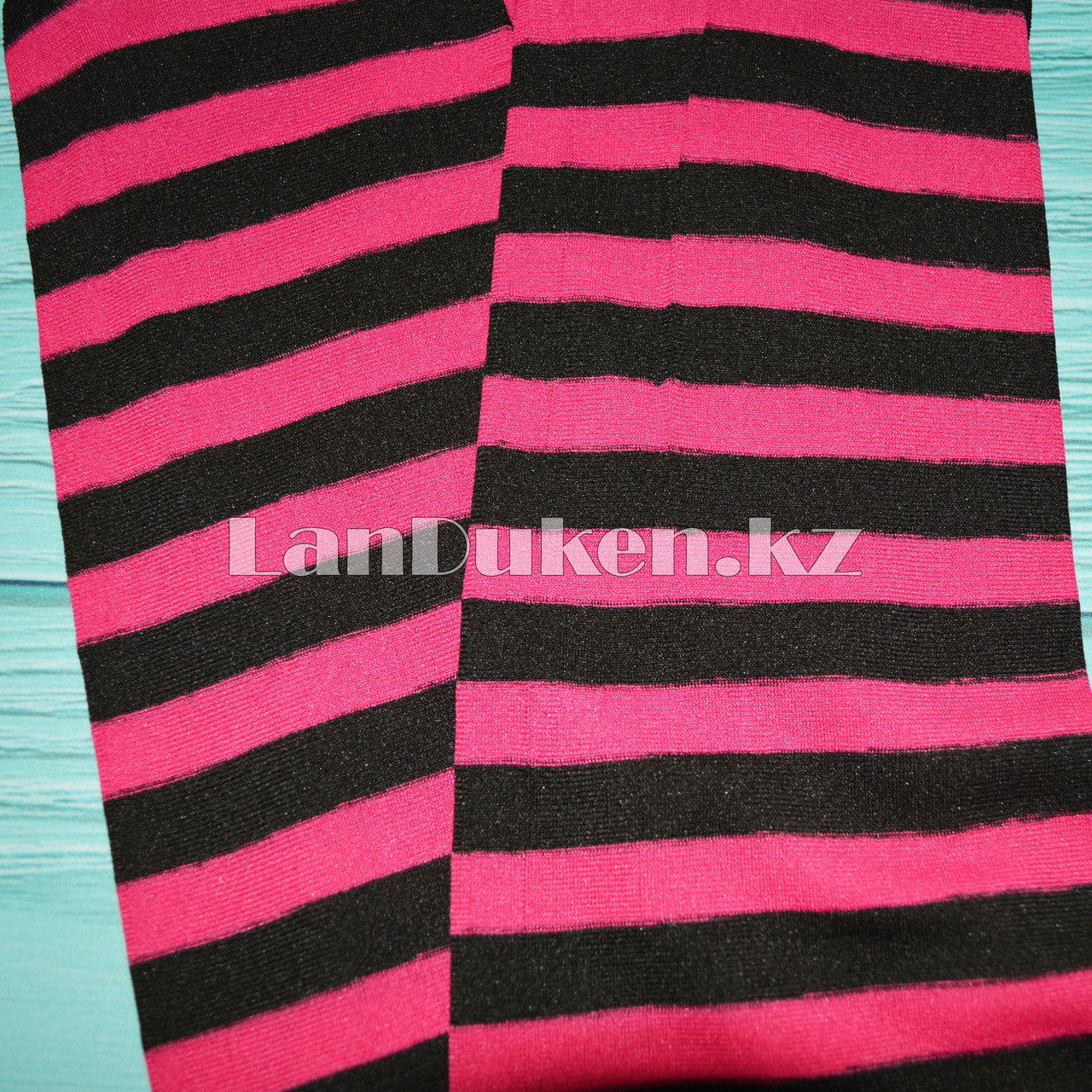 Гольфы выше колена полосатые 70 см черно-розовые - фото 4 - id-p56856497