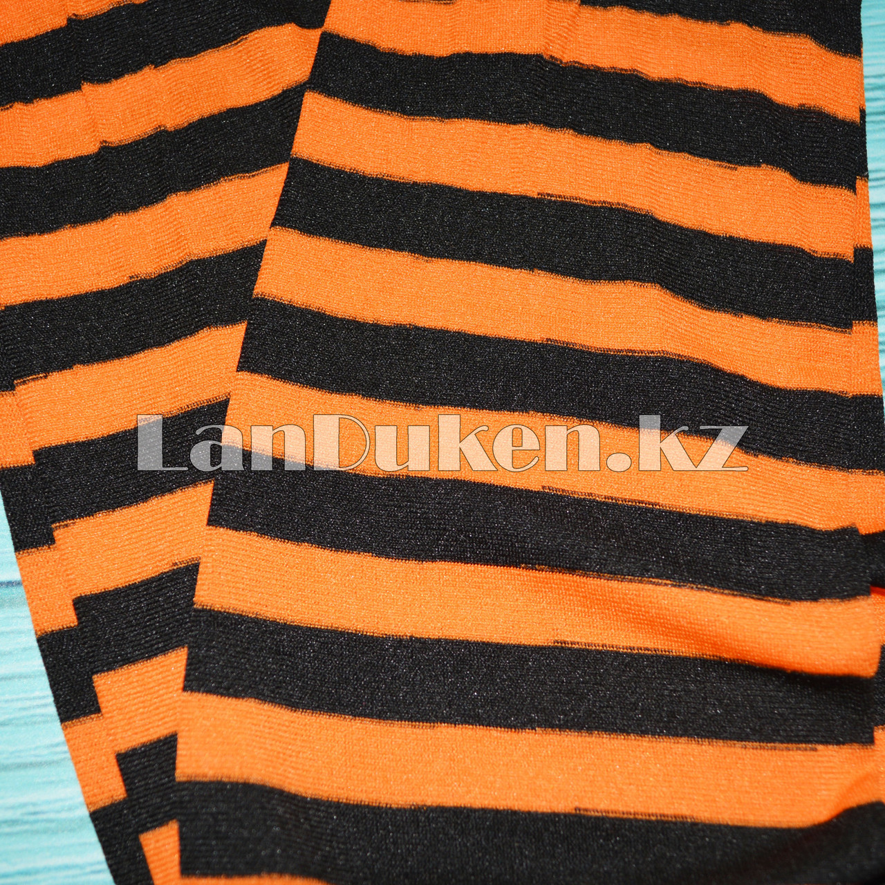 Гольфы выше колена полосатые 70 см черно-оранжевые - фото 4 - id-p56856763