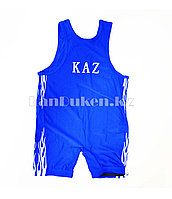 Борцовское трико GF-174-A с надписью KAZ и языками пламени размеры S - 5XL синий M (120 р), Борьба