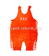 Борцовское трико GF-174-A с надписью KAZ и языками пламени размеры S - 5XL  красное M (120 р), Борьба