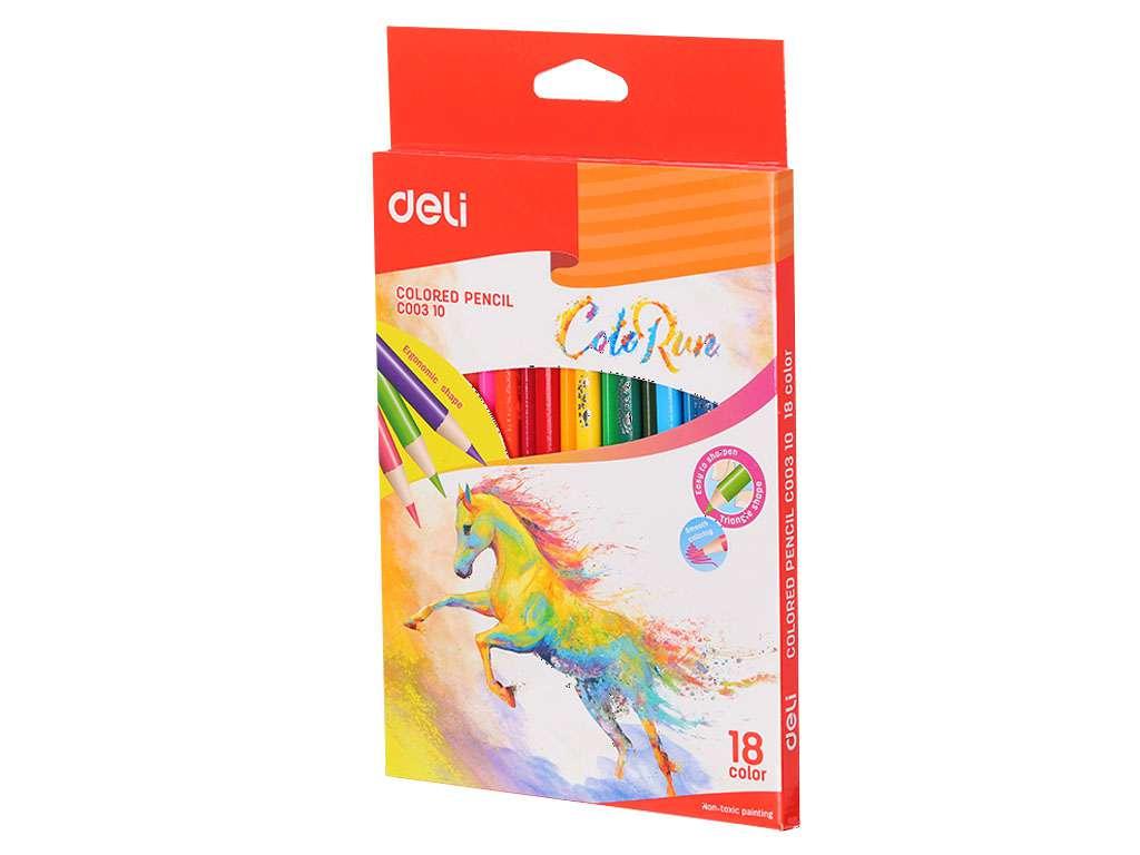 Карандаши цветные Deli "ColoRun", 18 цветов, картон