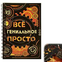 Ежедневник на гребне "Всё гениальное просто", твёрдая обложка, А5, 80 листов 10750 Ежедневник на гребне "Всё гениальное просто", твёрдая обложка, А5, 80 листов