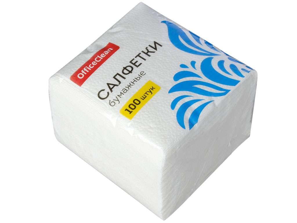 Салфетки OfficeClean, 1-слойные, 100 штук в упаковке., белые