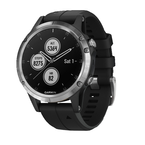 Смарт-часы Garmin Fenix 5 Plus Серебристые с черным ремешком 010-01988-11
