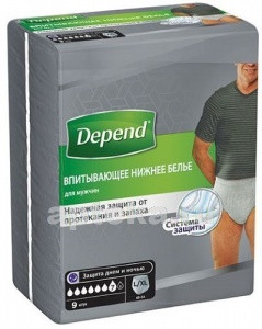 Впитывающее мужское нижнее белье Depend Pants  L/X/L Norm 9шт
