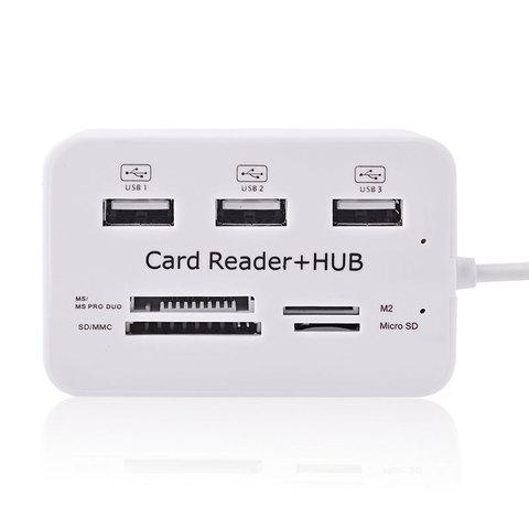 Картридер-разветвитель на 3 USB-порта и 4 слота для карт памяти COMBO - фото 2 - id-p56959365