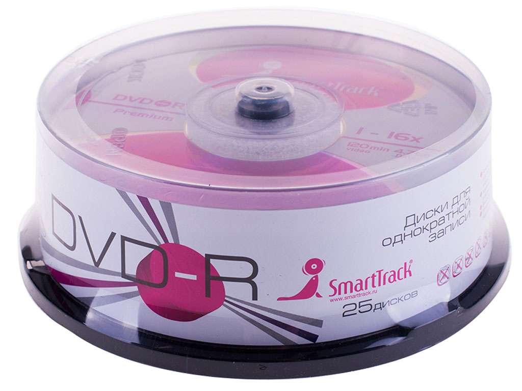 Диск DVD-R Smart Track 4,7 GВ/16х Cake Box (25 штук в упаковке)