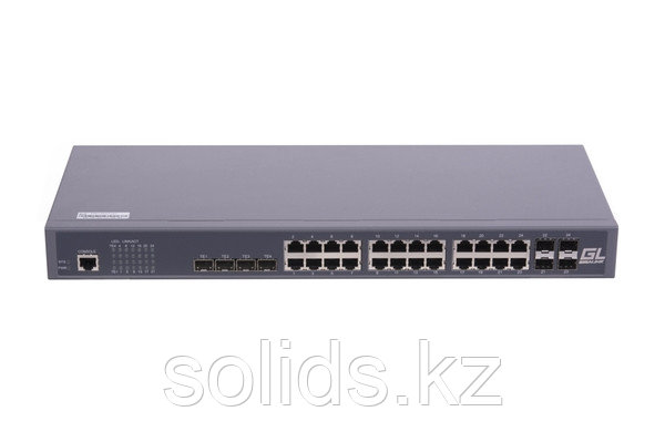 Управляемый коммутатор L2 GIGALINK 24 BASE-T 1000Mb/s, 4 Combo TX/SFP 1000Mb/s, 4 10G SFP+, 1U 19", шт