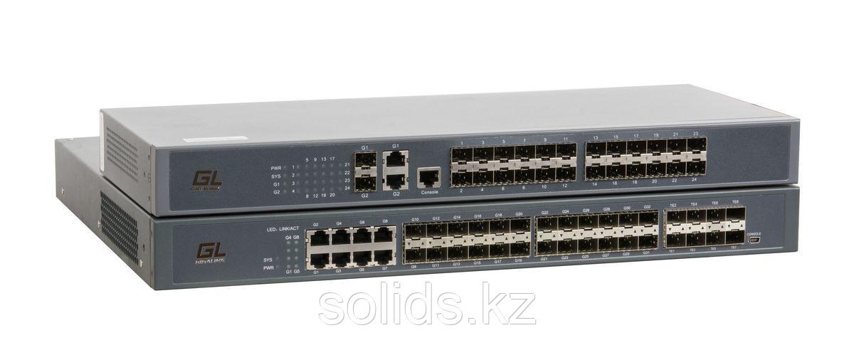 Управляемый коммутатор L2+ GIGALINK, 24 порта 100/1000BaseX SFP(8 Combo), 4 порта 1/10GE SFP+, шт