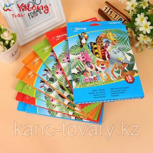 Набор цветных карандашей Зоопарк Yalong 18 цветов - фото 1 - id-p56966308