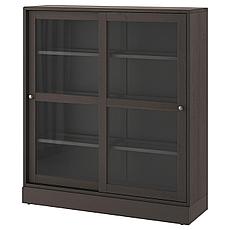 ХАВСТА Шкаф-витрина с цоколем, темно-коричневый, прозрачное стекло ИКЕА, IKEA , фото 3