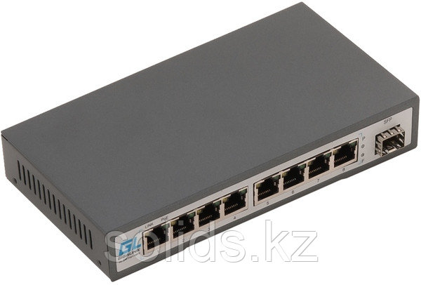 Коммутатор GIGALINK, неупр. 8PoE (802.3af/at) пор 100Мбит/с, 1Uplink порт 100Мбит/с, до 150 м, 120Вт, шт