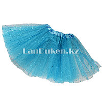 Юбка детская для танцев голубая длина 30 см