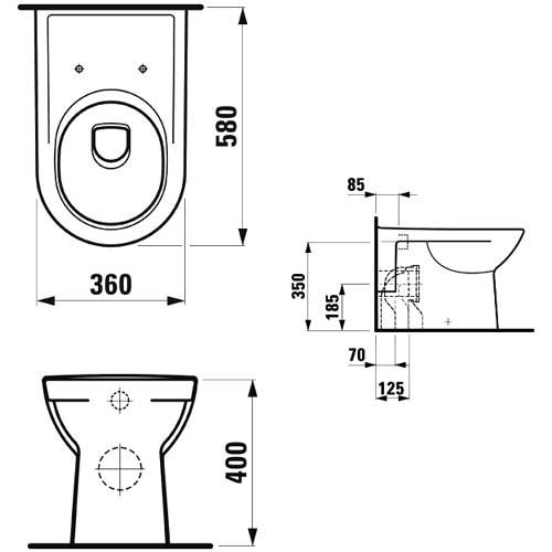 Чаша LAUFEN PRO 58*40*36 приставной белый (8229510000001) - фото 3 - id-p3940771