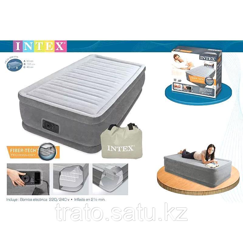 Односпальная надувная кровать со встроенным насосом, Intex 67766  191х99х33см