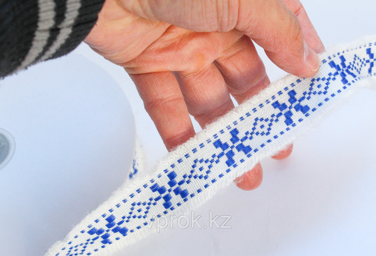 Декоративная лента для одежды с бахромой, сине-белая - фото 2 - id-p57008486