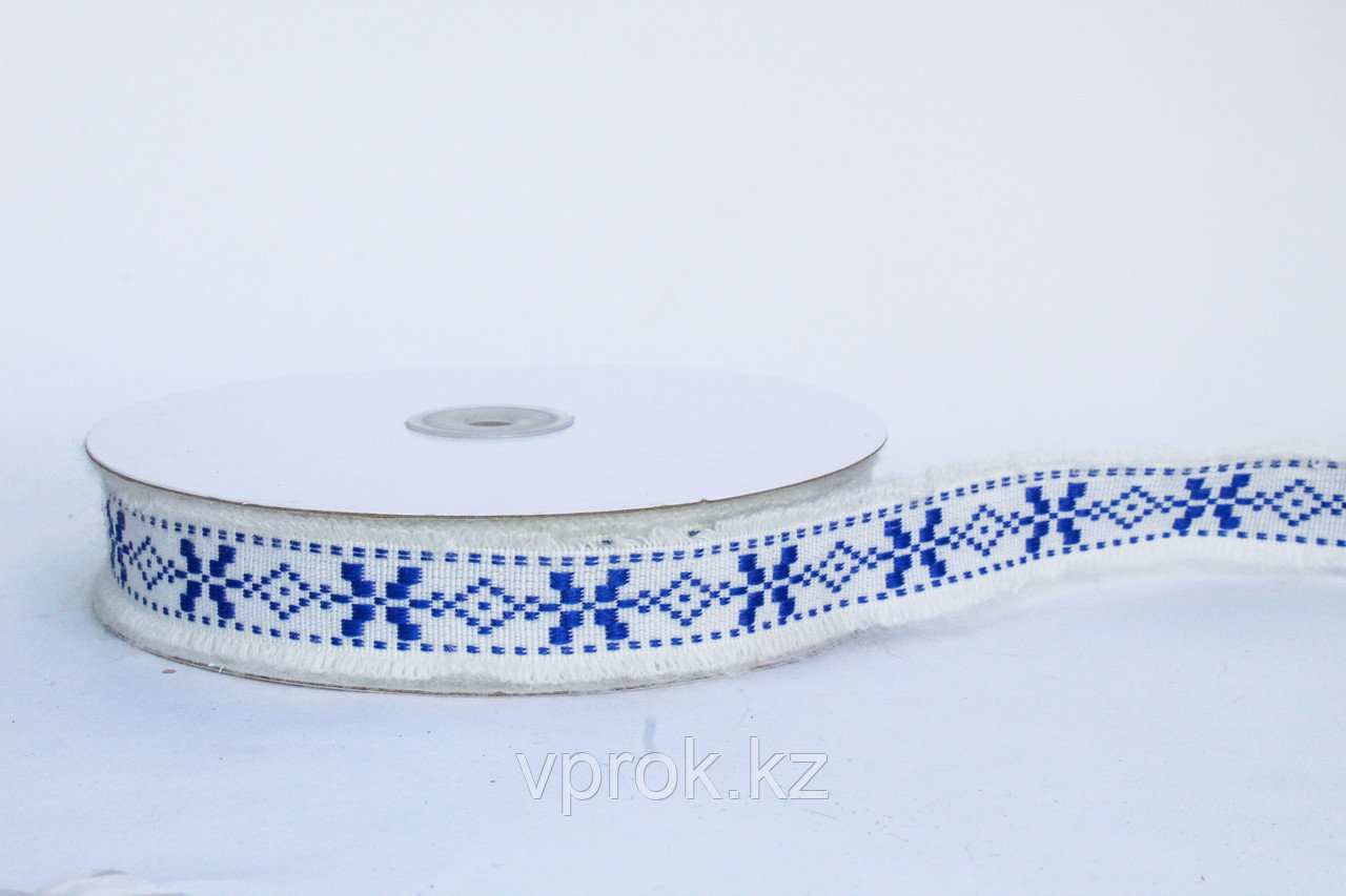 Декоративная лента для одежды с бахромой, сине-белая - фото 1 - id-p57008486