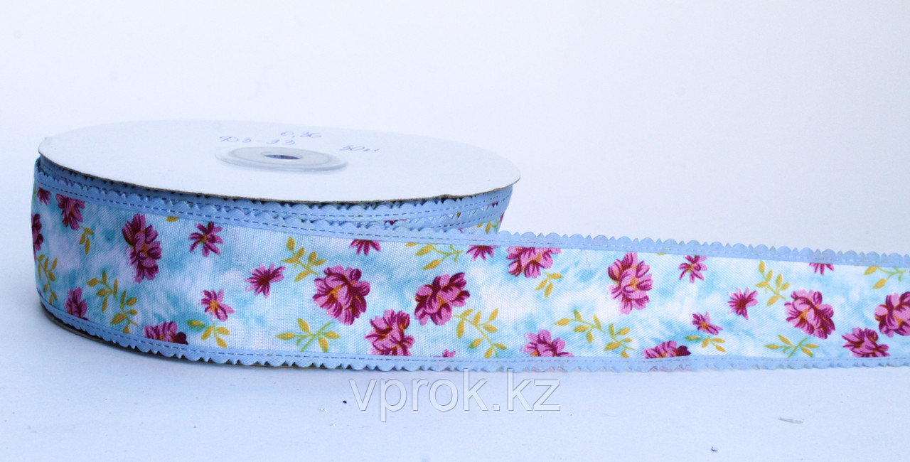 Декоративная лента для декора, цветочки, голубая - фото 1 - id-p57008541