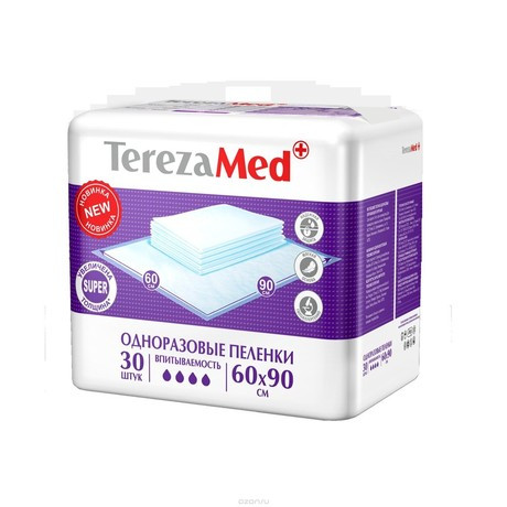 Пеленки впитывающие одноразовые TEREZAMED SUPER 60*90 упак 30шт (1788)