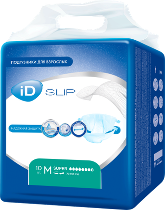 Подгузники для взрослых ID Slip М Super 10 шт (7631), фото 2