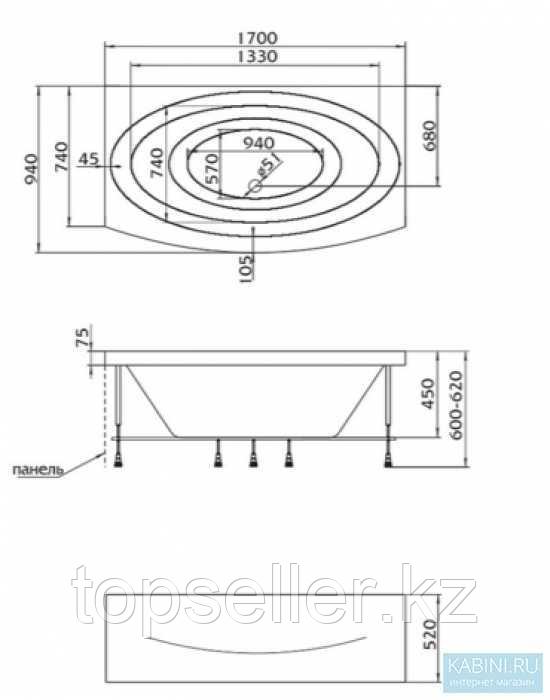 Акриловая ванна Nega - фото 4 - id-p57060839