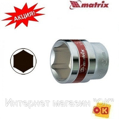 Головка торцевая, 17 мм, 6-гранная, CrV, под квадрат 1/2", хромированная// MATRIX MASTER, фото 2