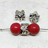 Бусина с сердечками, с фианитами, 12х12мм, фото 4