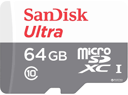 Карта памяти SANDISK  64Gb, Чтение 80 МБ/с, microSD