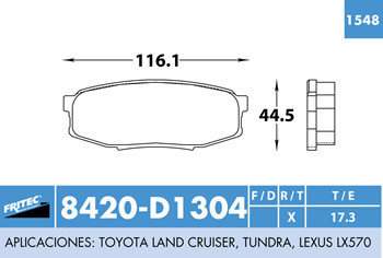 Колодки тормозные (керамические) зад  на TOYOTA, TOYOTA, FRITEC SPC8420ZD1304