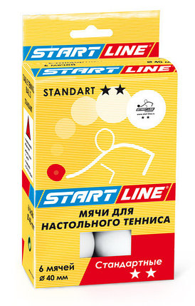Шарики для настольного тенниса STANDART 2*, 6 мячей в упаковке, белые, фото 2