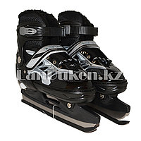 Раздвижные коньки черные с меховой подкладкой In Line Skate (GF-129)