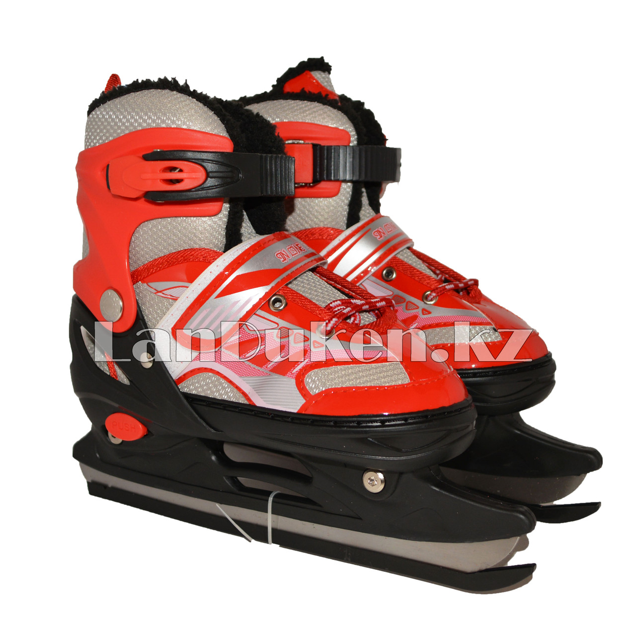 Раздвижные коньки красные с меховой подкладкой In Line Skate (GF-129) 