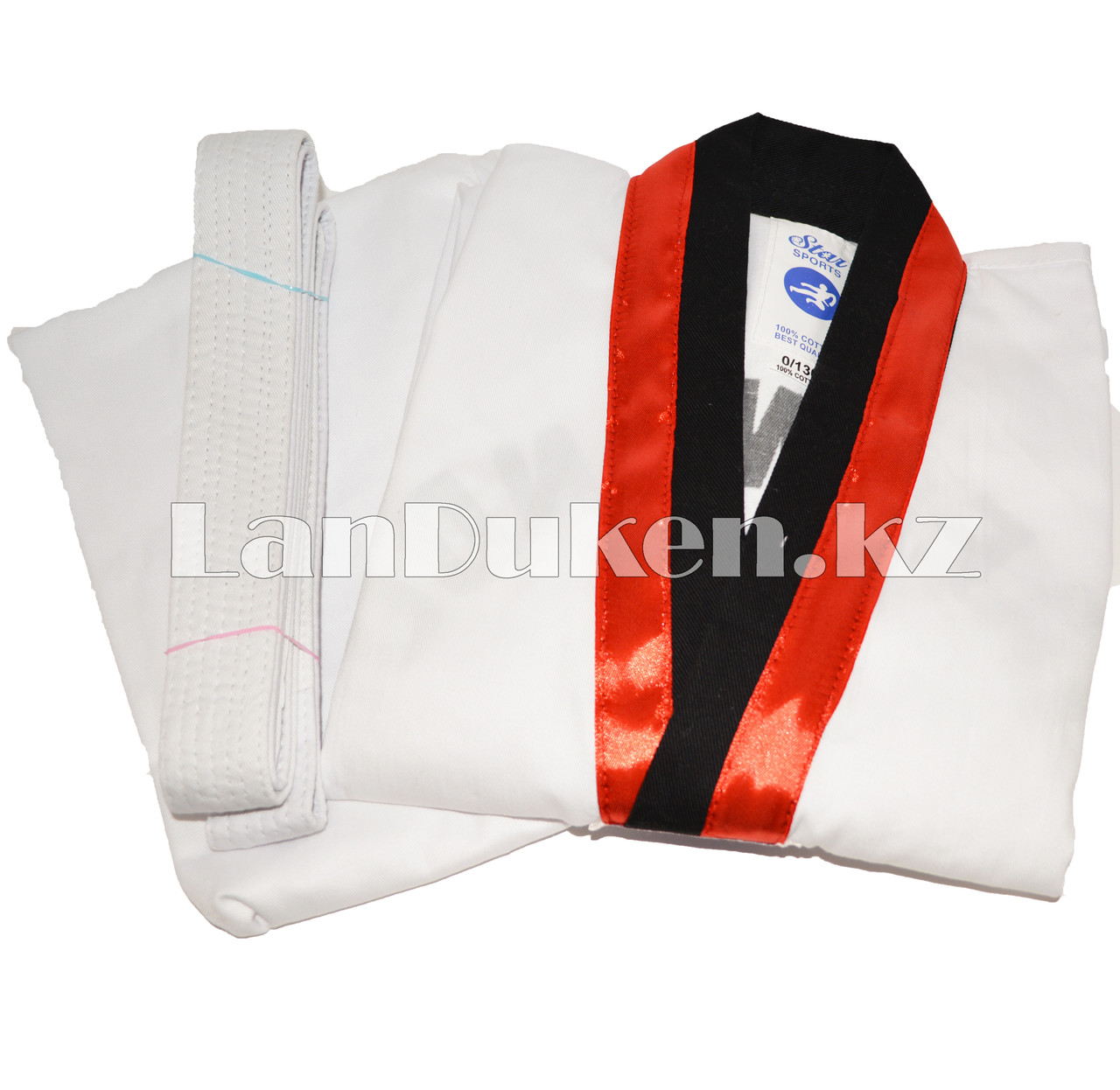 Форма для тхэквондо добок Taekwondo Approved белая с красно-черным воротником 140, Тхэквондо - фото 1 - id-p57041559