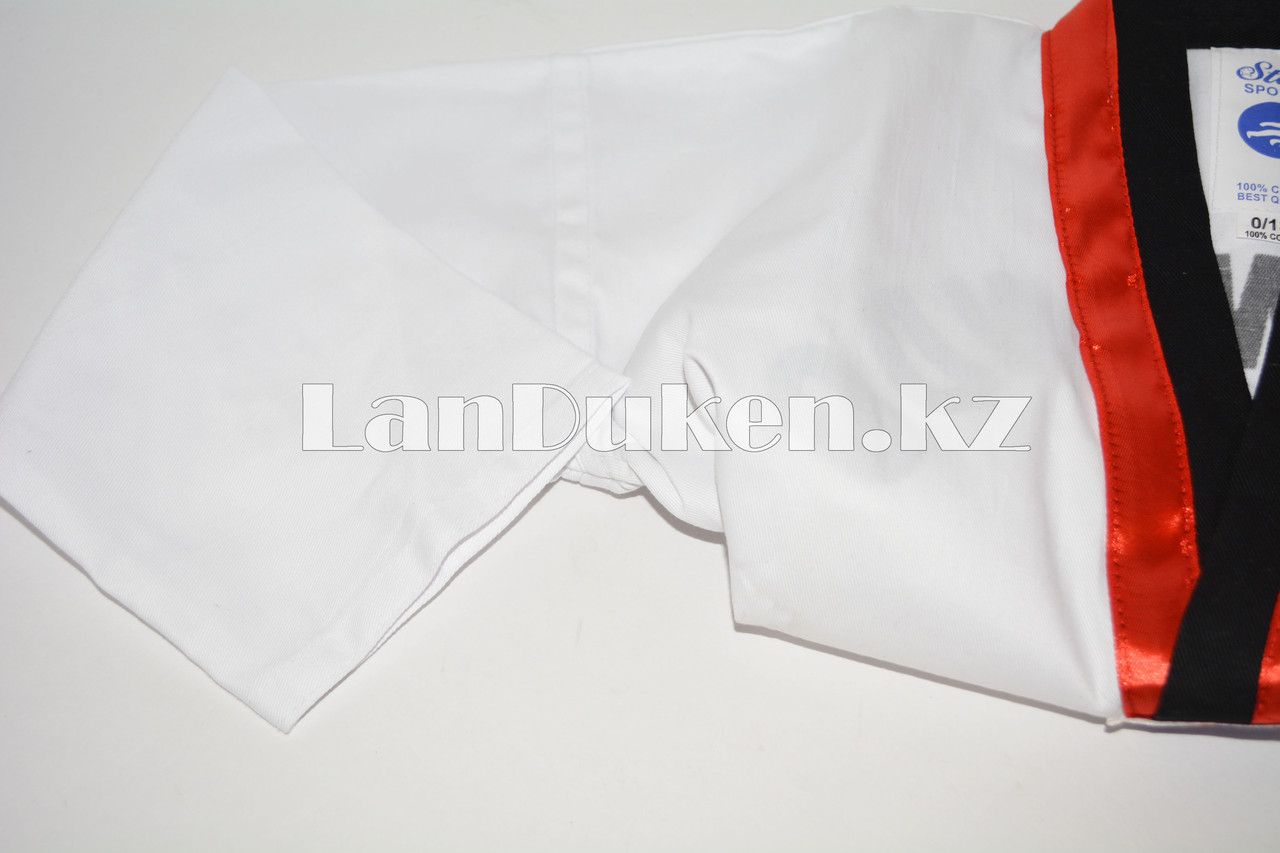 Форма для тхэквондо добок Taekwondo Approved белая с красно-черным воротником 140, Тхэквондо - фото 3 - id-p57041559