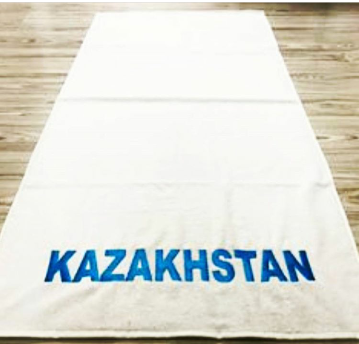Полотенце махровое (цвет белый) надпись KAZAKHSTAN