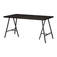 Стол письменный ЛИННМОН / ЛЕРБЕРГ 150х75 черно-коричневый, серый ИКЕА, IKEA, фото 1