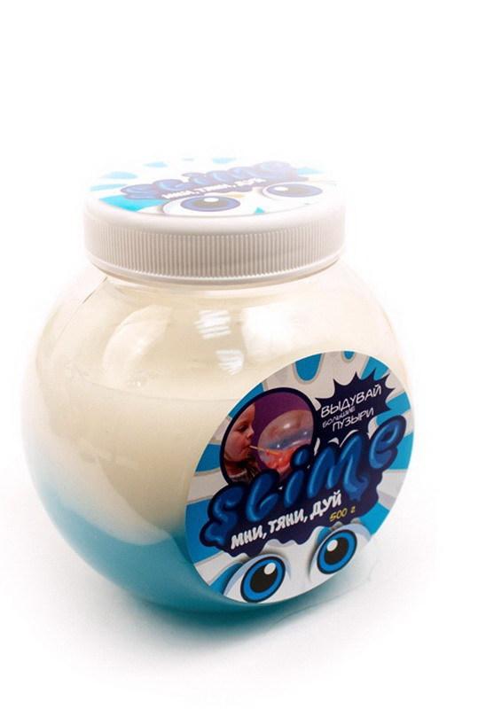Жвачка для рук Slime "Mega Mix" с трубочкой (белый-голубой), 500 гр.