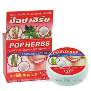 Тайская зубная паста Бамбуковый Уголь и Соль POP HERBS Bamboo Charcoal & Salt Toothpaste