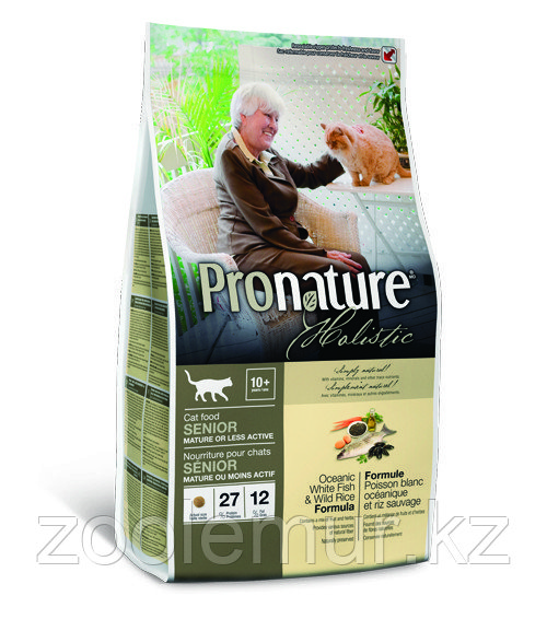 Pronature Holistic Senior сухой корм для пожилых кошек от 10 лет, с океанической белой рыбой и рисом 2.72кг.