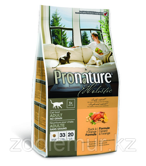 Pronature Holistic Adult беззерновой - для кошек, утка с апельсином 2.72 кг.