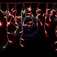 Гирлянда "Айсикл" 4,8х0,6 м, с эффектом мерцания, белый ПВХ, 176LED, цвет: Красный, 220В