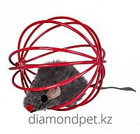 Мышь в проволочном шаре для кошек O6см Trixie арт.4115